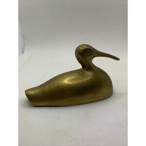 Vintage Mini Small Brass Duck Figure Sculpture Paper Weight MCM - Korea